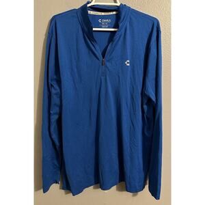 Charly Mens XL 1/4 Zip Blue Pullover Sweater Sweatshirt EUC